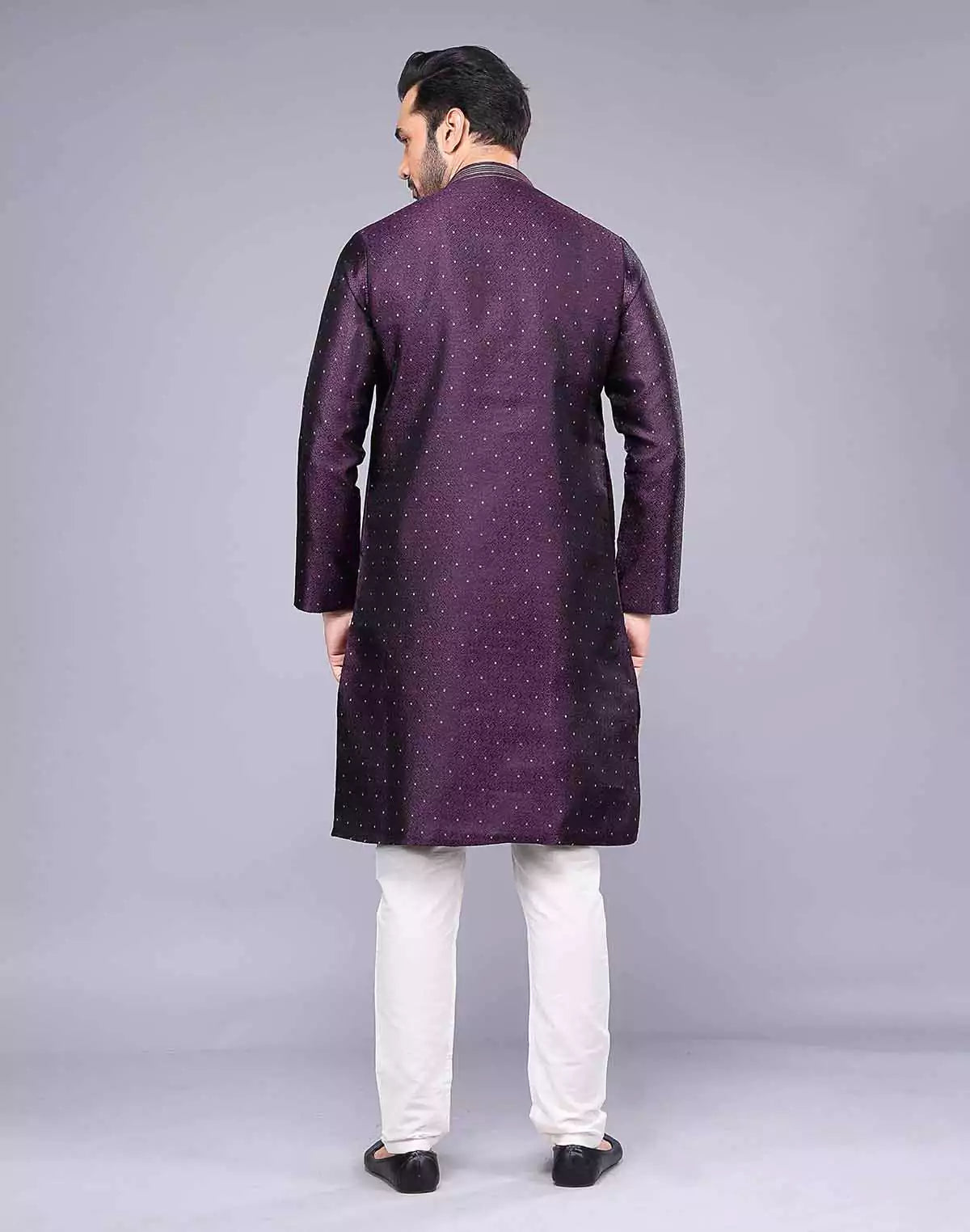 Purple Soft Silk Self Design Kurta Pyjama Set