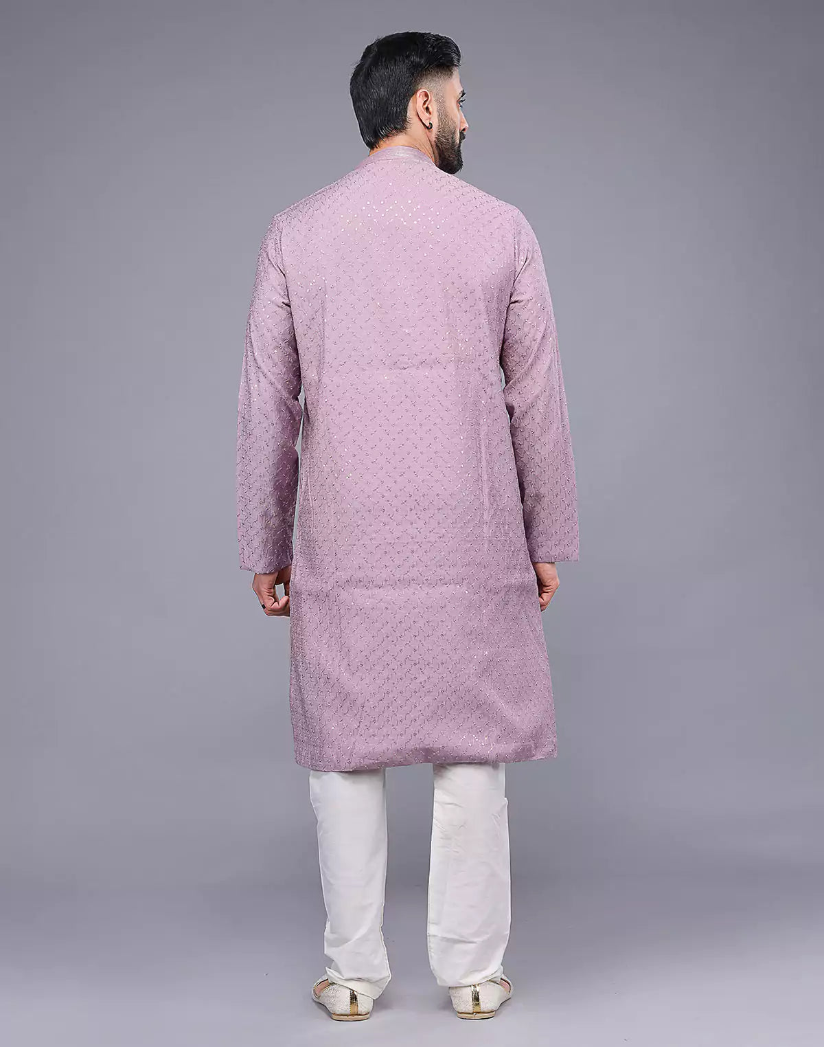 Self Imperial Patterned Elegant Onion Coloured Soft Silk Kurta Set