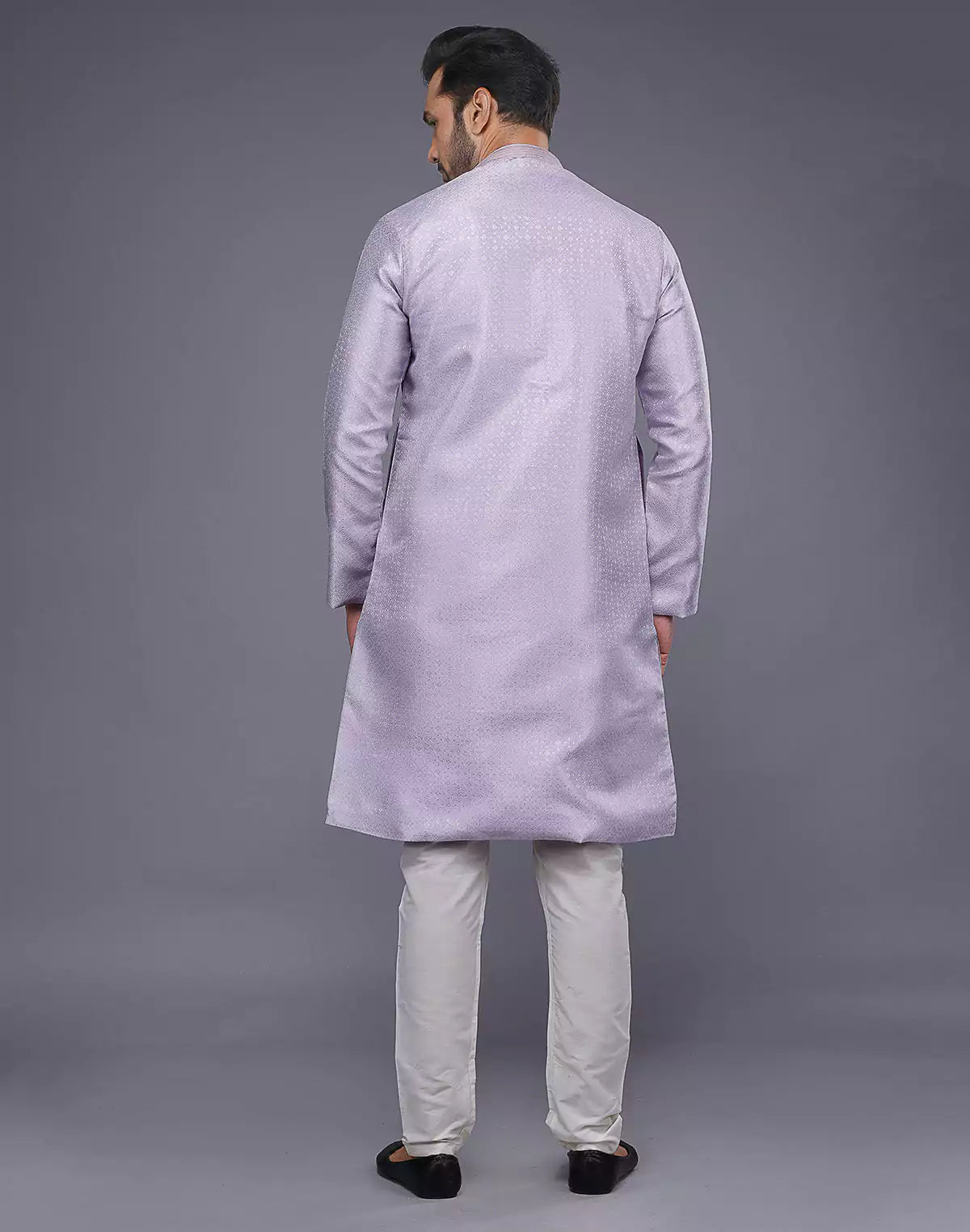 Lavender Self Design Jacquard Kurta Pajama