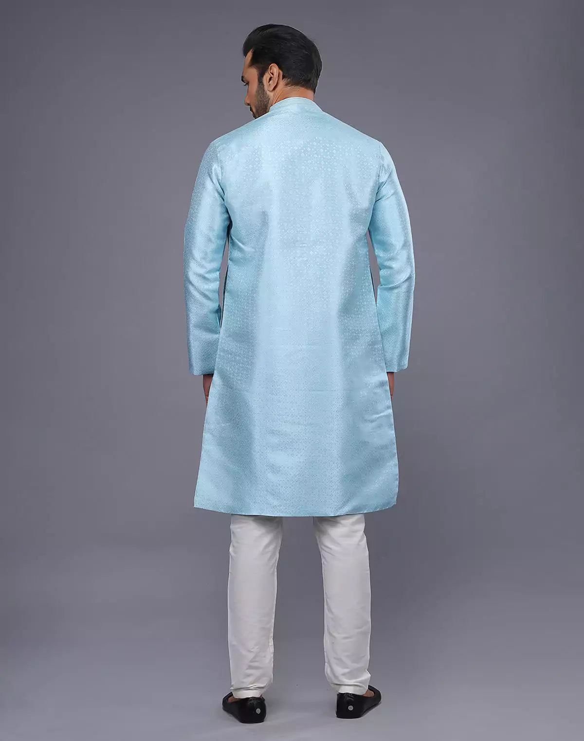 Self Thread and Sequence work Sky Jacquard Kurta Pajama