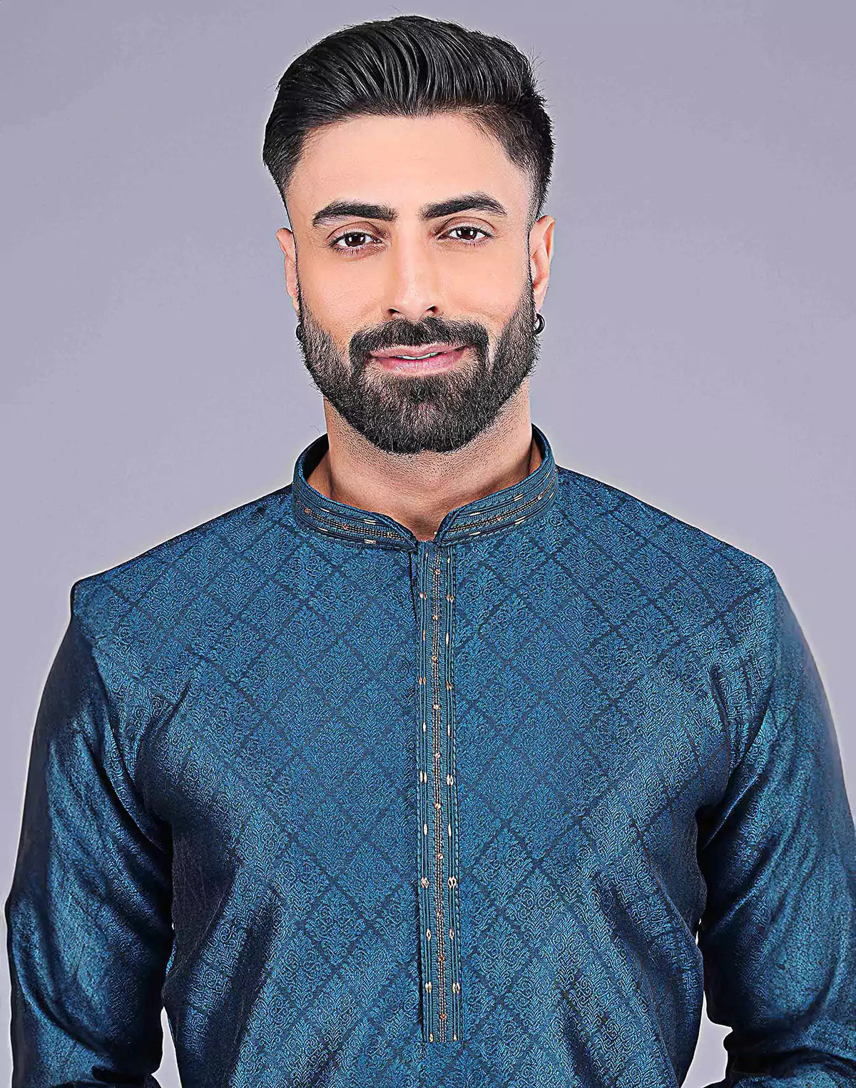 Stylish Rama Coloured Floral Design Soft Silk Kurta Pajama Set