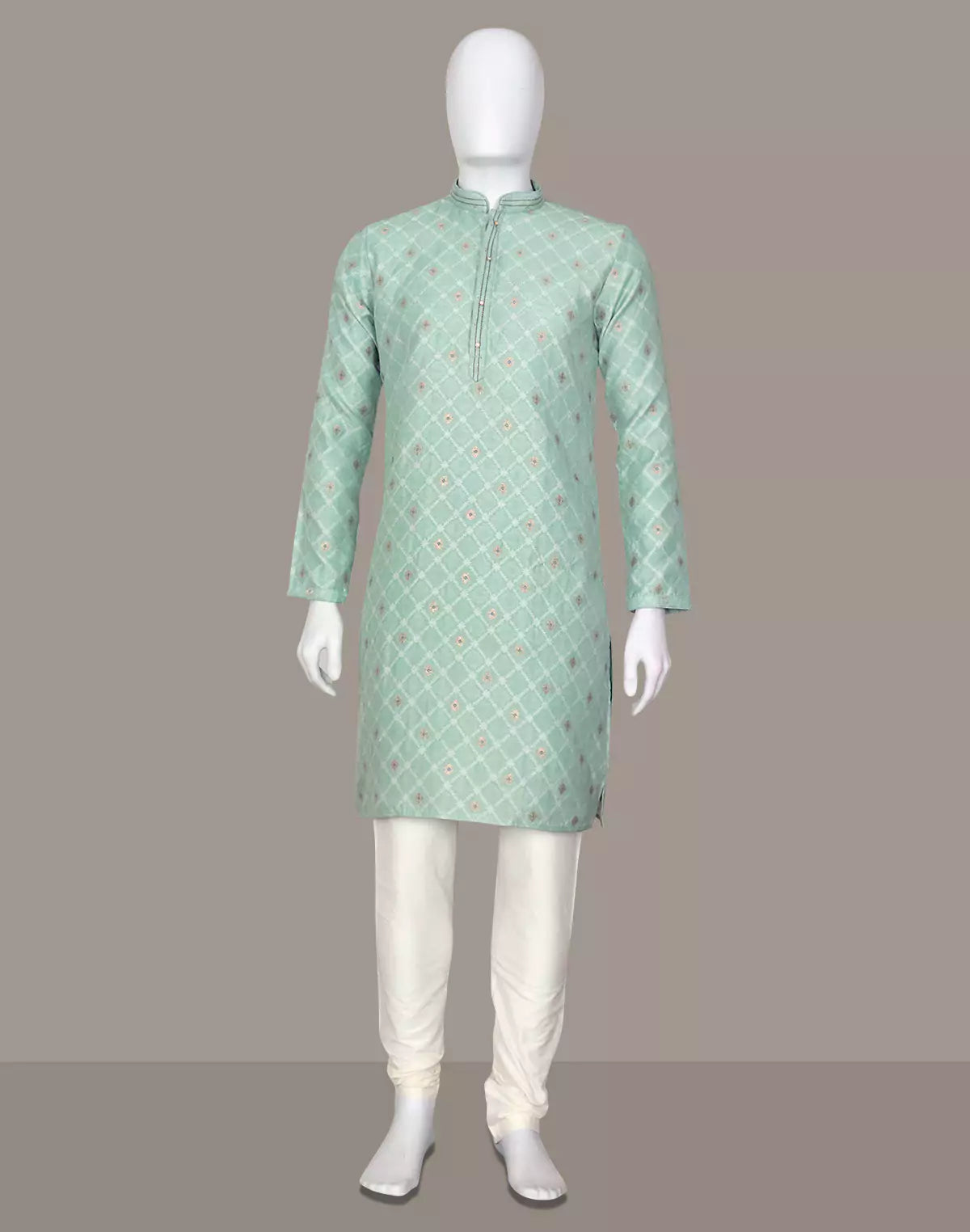 Pista Green Floral Weaving with Zari Butta&