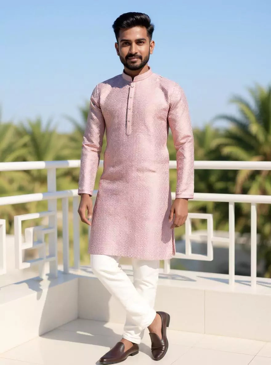 Self Patterned Thread work Jacquard Elegance Onion Kurta Pajama