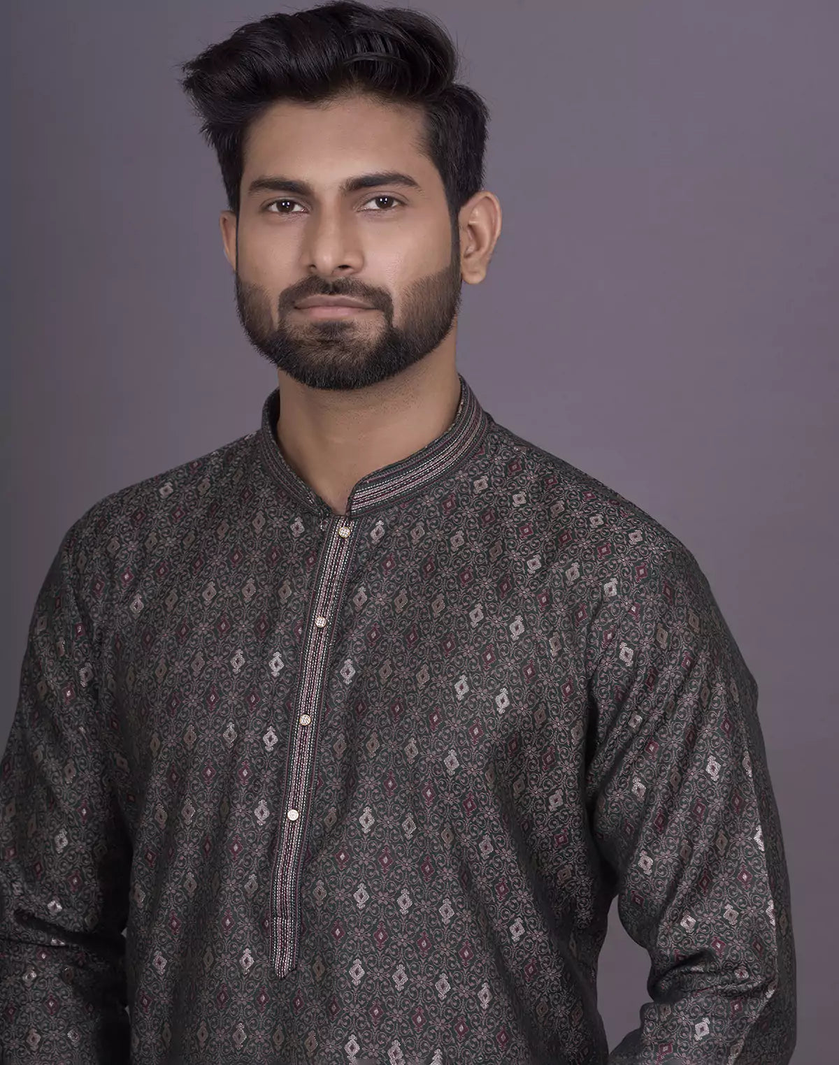 Soft Green Floral Design Jacquard Kurta Pyjama Set