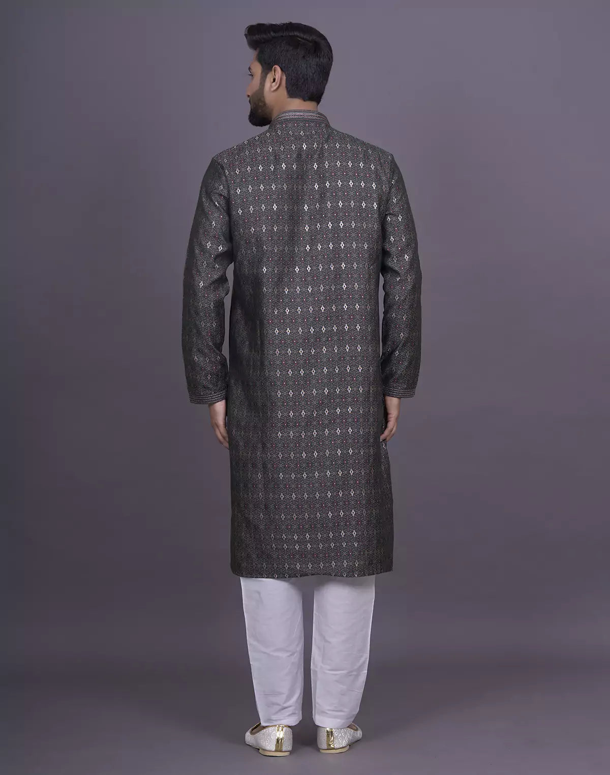 Soft Green Floral Design Jacquard Kurta Pyjama Set