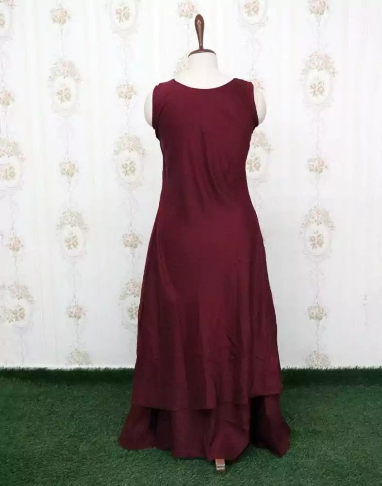 Maroon Coloured Silk Kundhan work Kurti