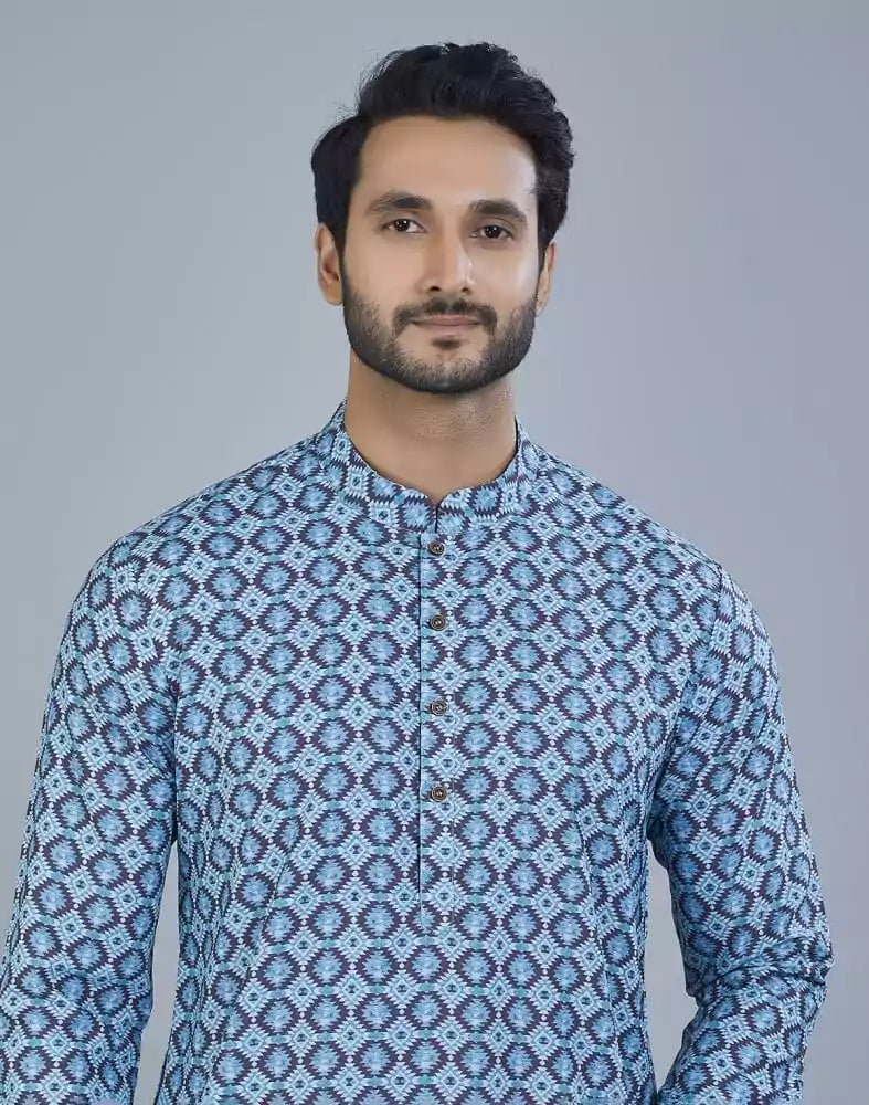 Ravishing Green Color Geometric Cotton Kurta