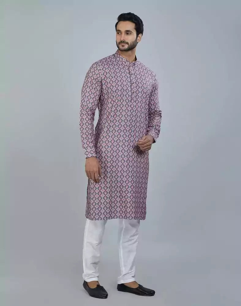 Beautiful Brown Color Geometric Cotton Kurta
