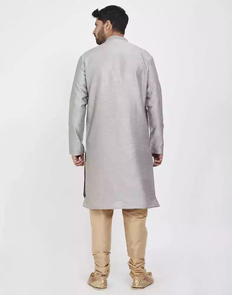 Grey Impressive Thread And Sequence Work Kurta Pajama
