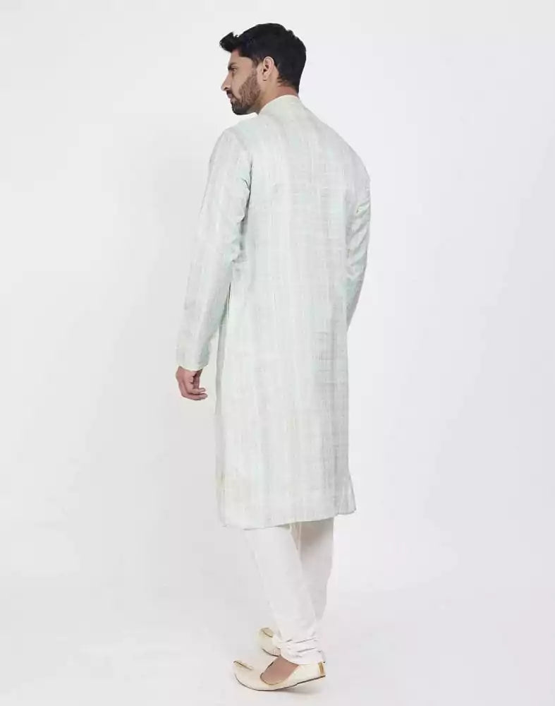 Light Green Soft Silk Stylish Kurta Pajama