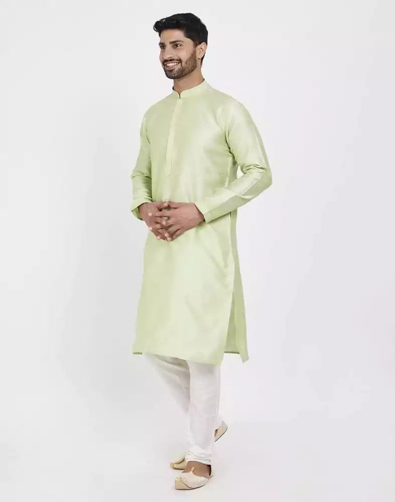 Pista Green Astonishing Self Brocade Kurta Pajama Set