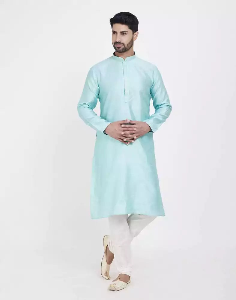 Sky Blue Astonishing Self Brocade Kurta Pajama Set