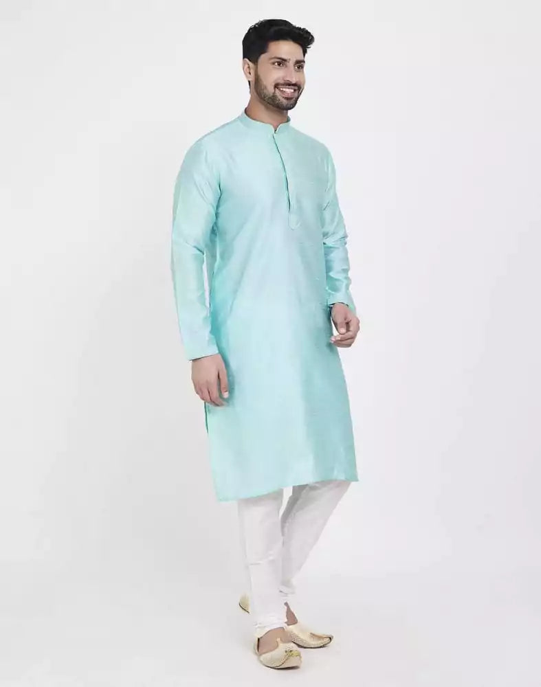 Sky Blue Astonishing Self Brocade Kurta Pajama Set