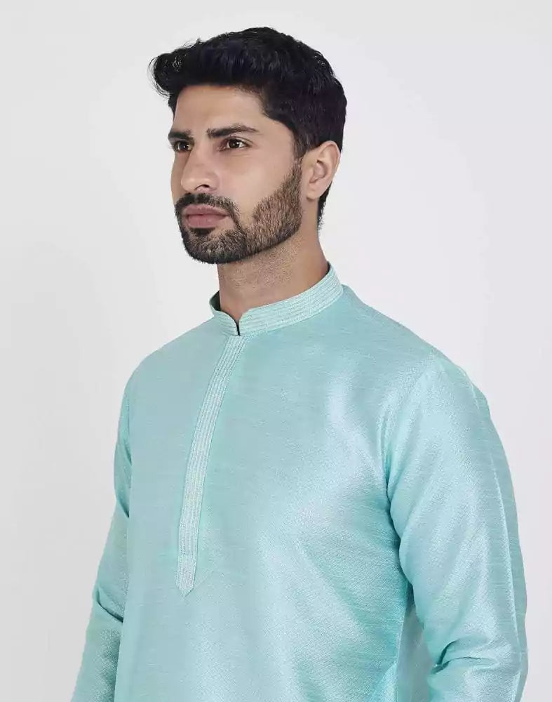 Sky Blue Astonishing Self Brocade Kurta Pajama Set