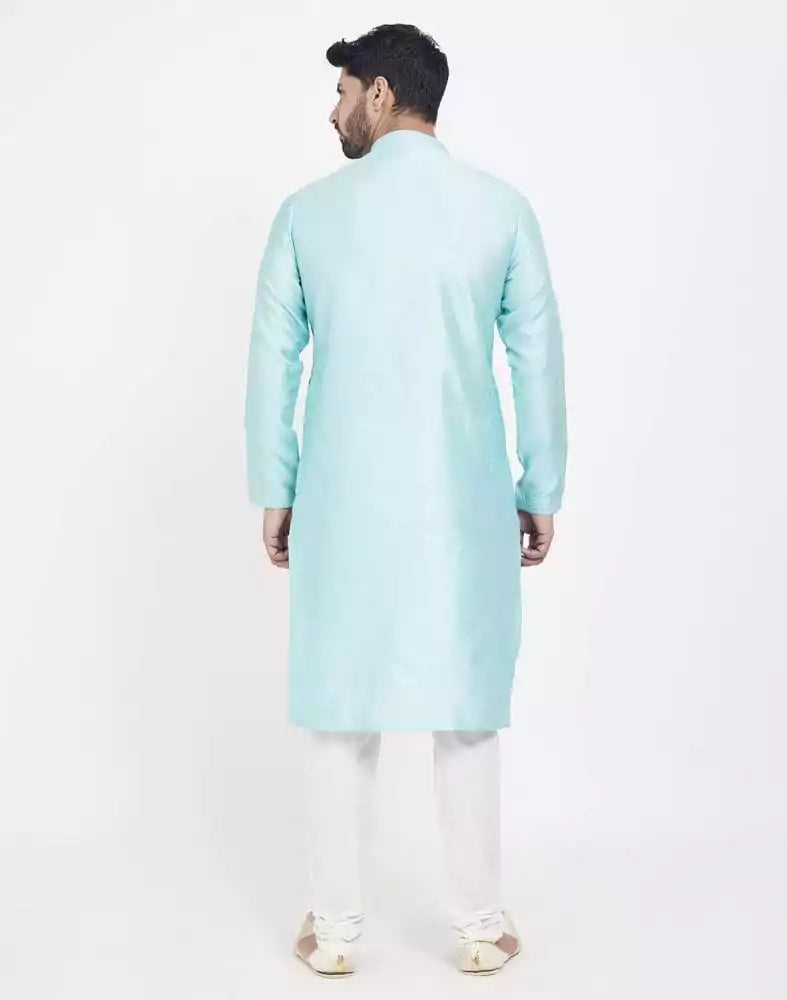 Sky Blue Astonishing Self Brocade Kurta Pajama Set