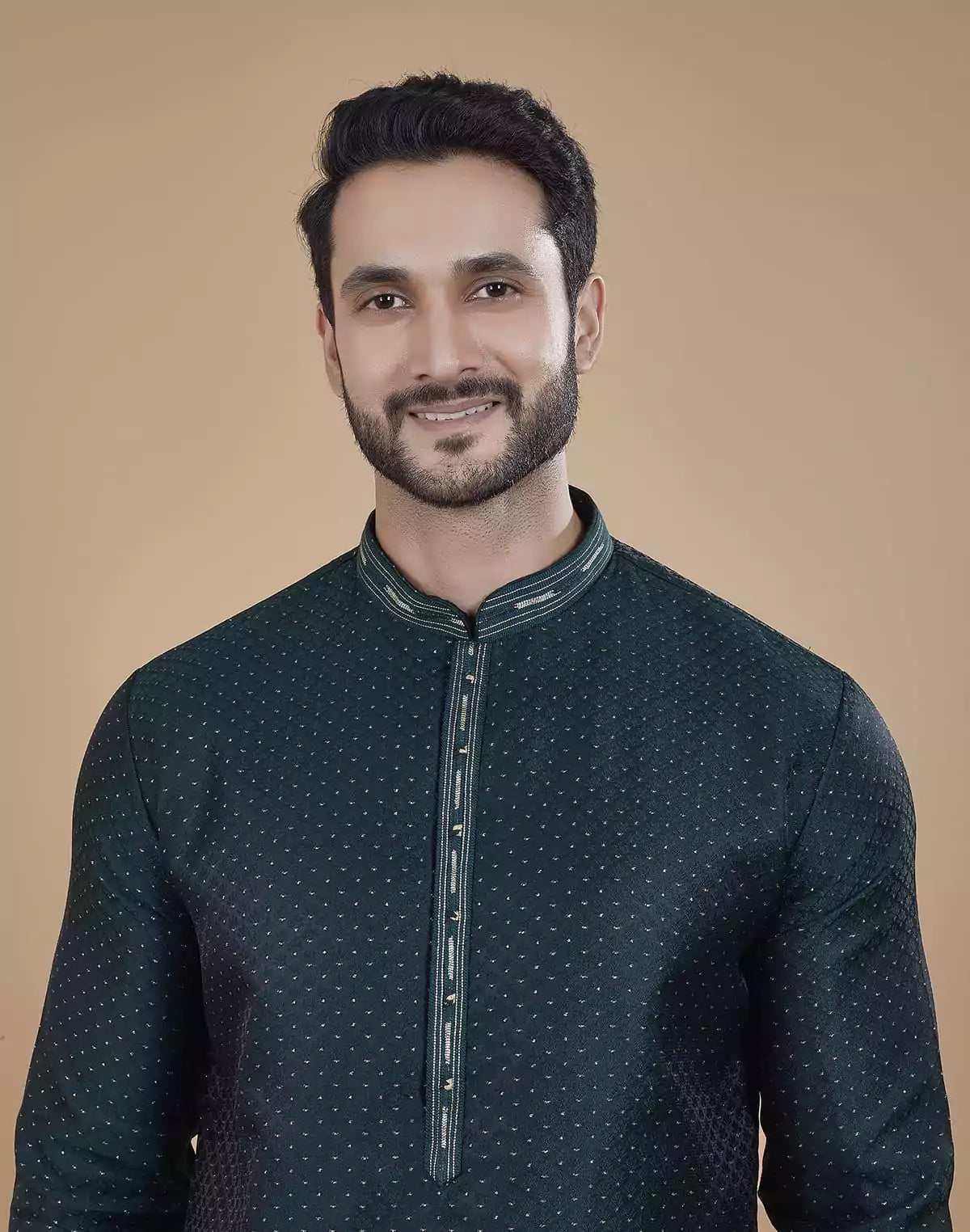 Stunning Green Coloured Jacquard Kurta Pyjama Set
