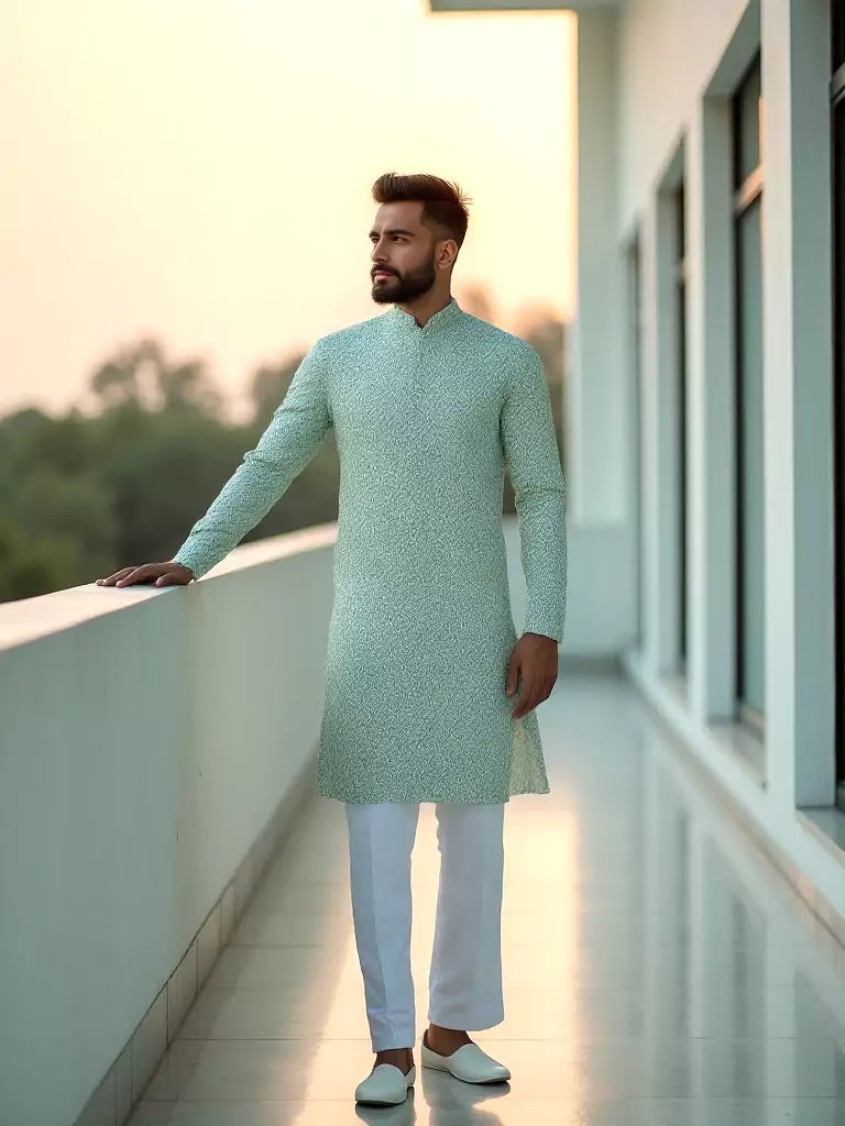Radiant Cream Floral Print Cotton Blended Kurta