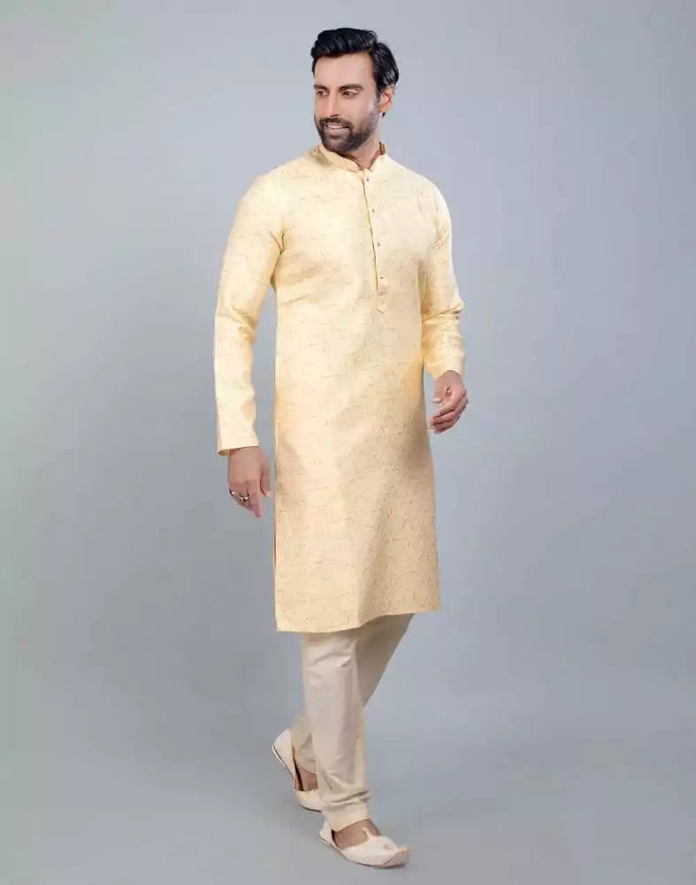 Georgette Yellow Self Design Multicolor Combo Kurta Set
