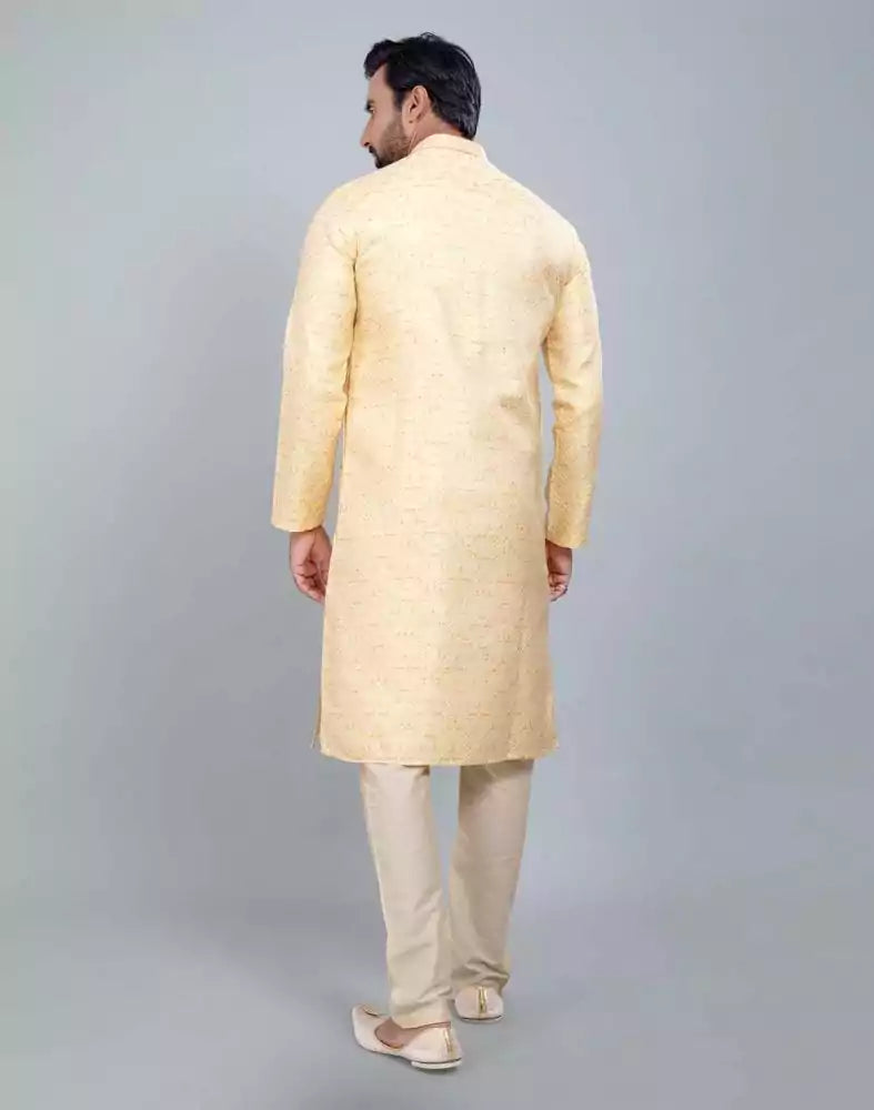 Georgette Yellow Self Design Multicolor Combo Kurta Set