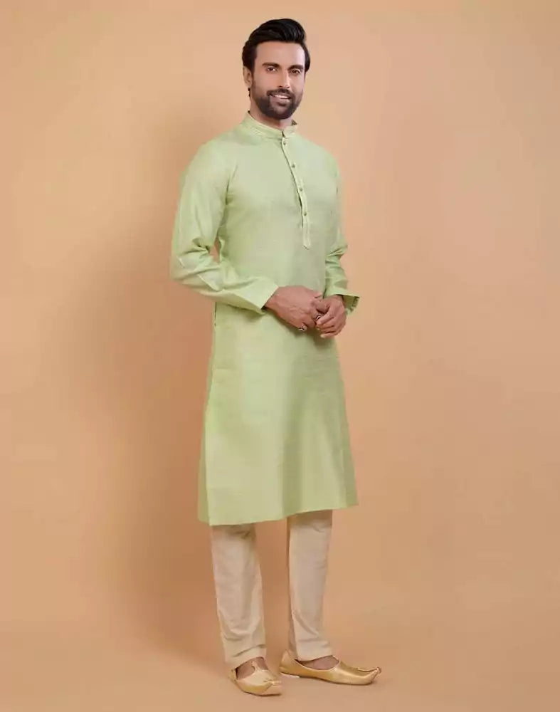 Pista Green Simple Self Made Festive Design Kurta Set