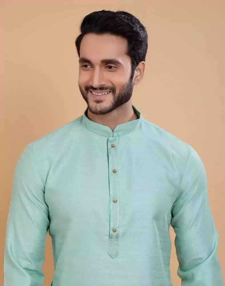 Sky Blue Simple Self Made Festive Design Kurta Set