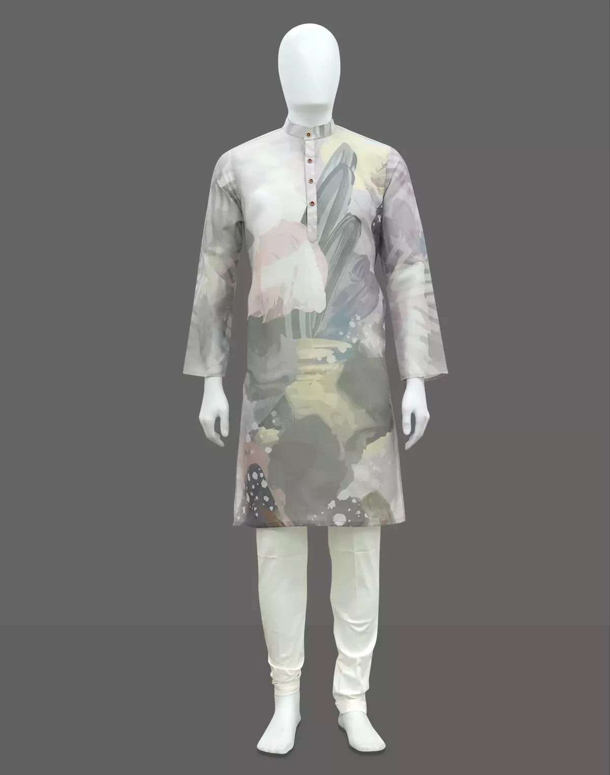 Purple Digital Graphic Print Cotton Silk Kurta