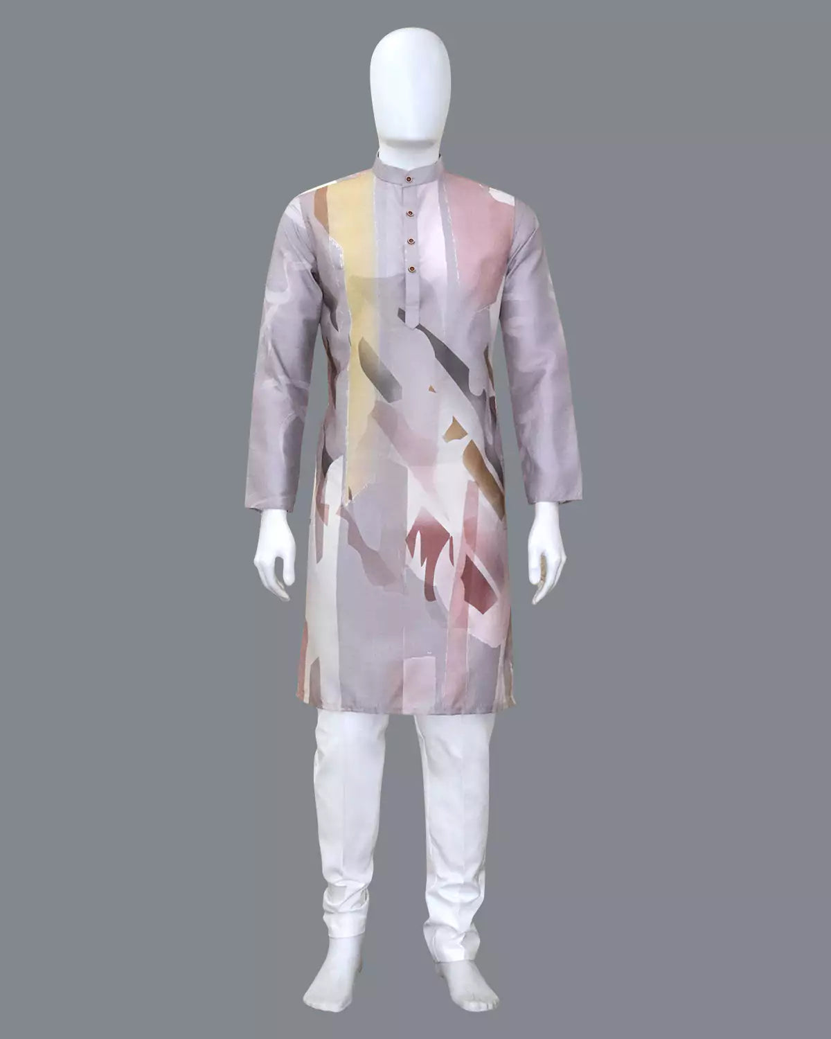 Light Onion Graphic Printed Cotton Silk Kurta