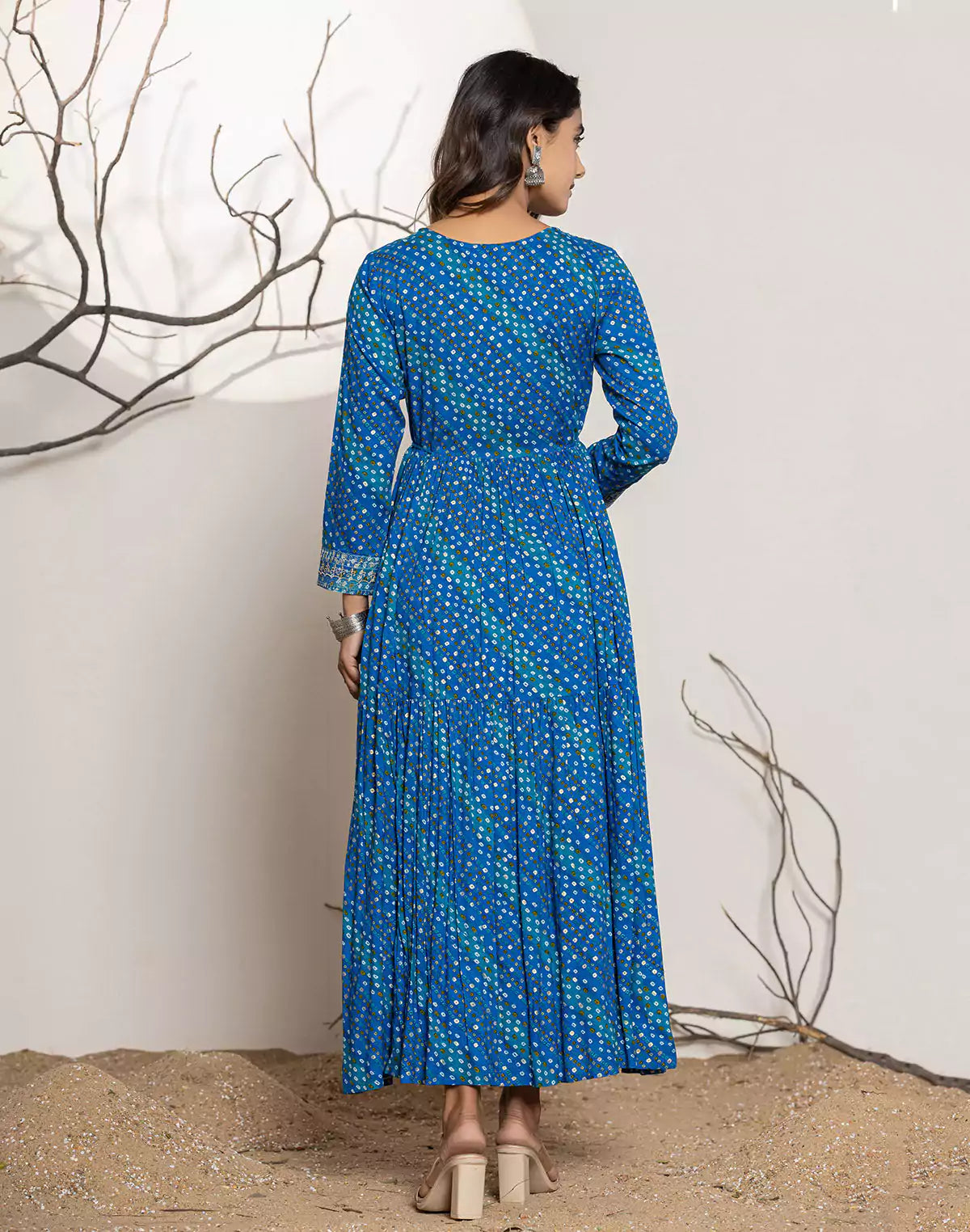 Dark Blue Yoke Design Rayon Party Wear Kurti