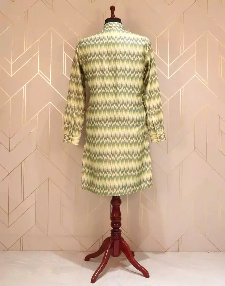 Pista Green Graphic Glaxo Cotton Printed Kurta Pyjama Set