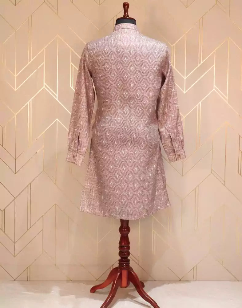 Brown Geometric Glaxo Cotton Printed Kurta Pyjama Set