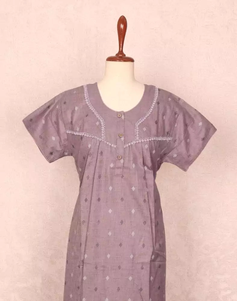 Light Pink Geometric Print Cotton Nighty