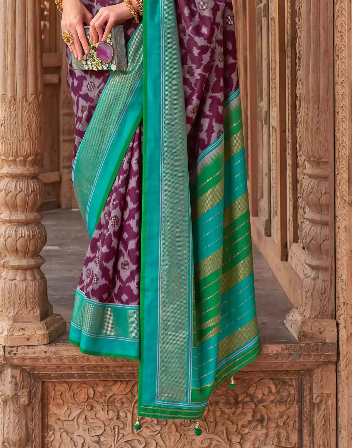 Mauve Purple Soft Patola Silk Saree