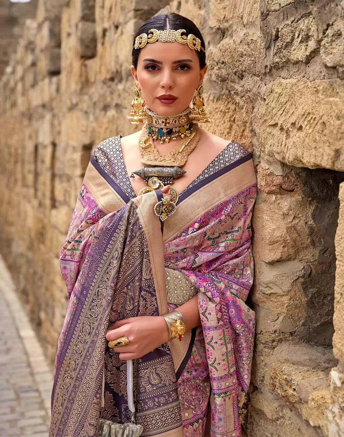 Pink Floral Print Soft Silk Designer Saree