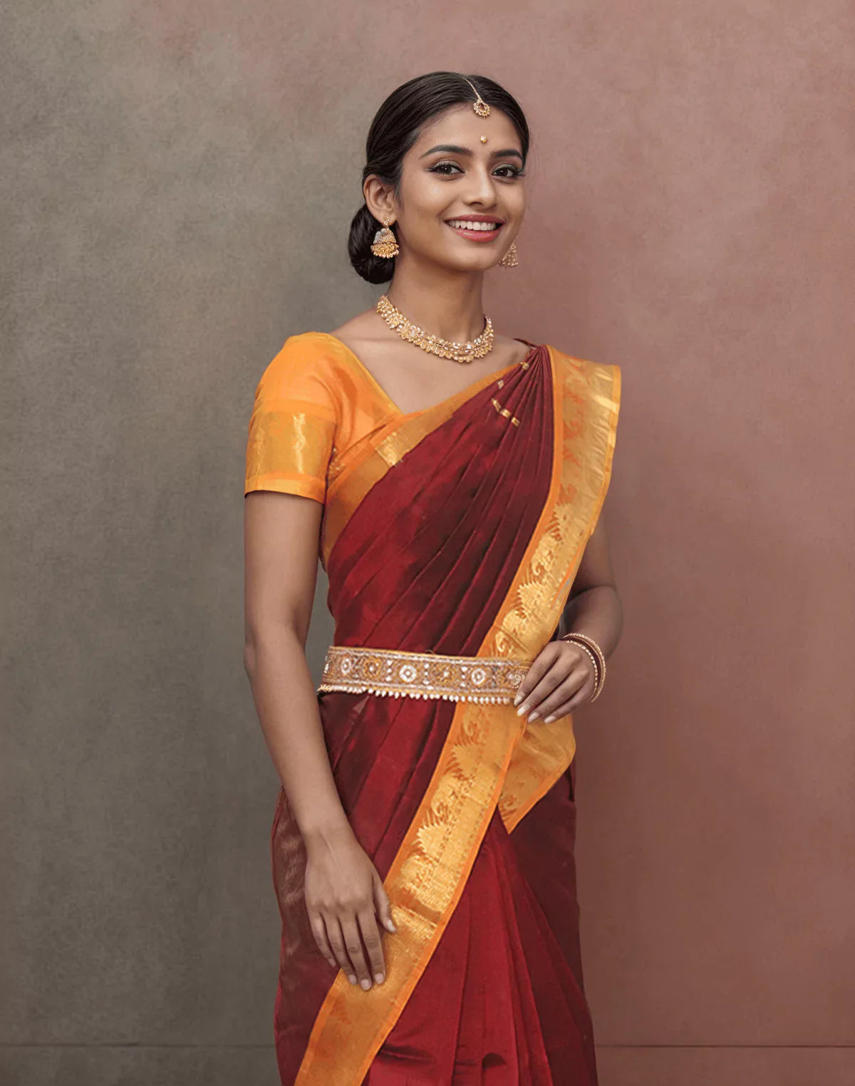 Maroon Pure Venkatagiri Sico Cotton Saree