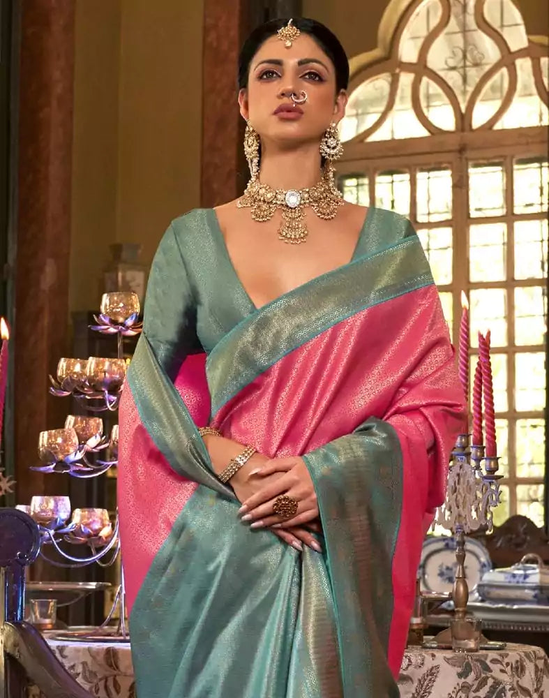 Dazzling Magenta Coloured Soft Silk Saree