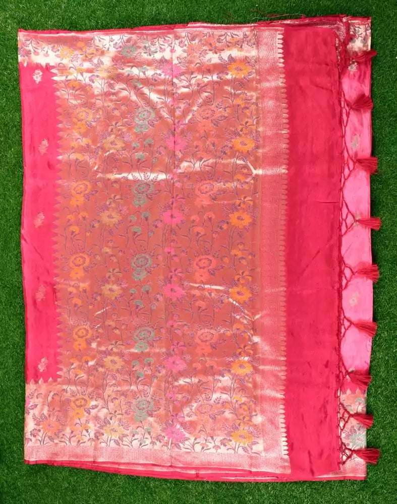 Light Pink Floral Banaras Fancy Saree