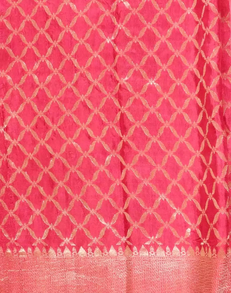 Light Pink Floral Banaras Fancy Saree