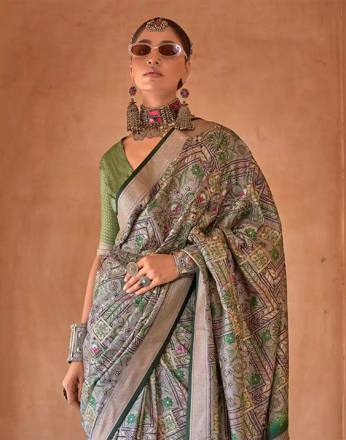 Green Coloured Soft Silk Party Wear Saree