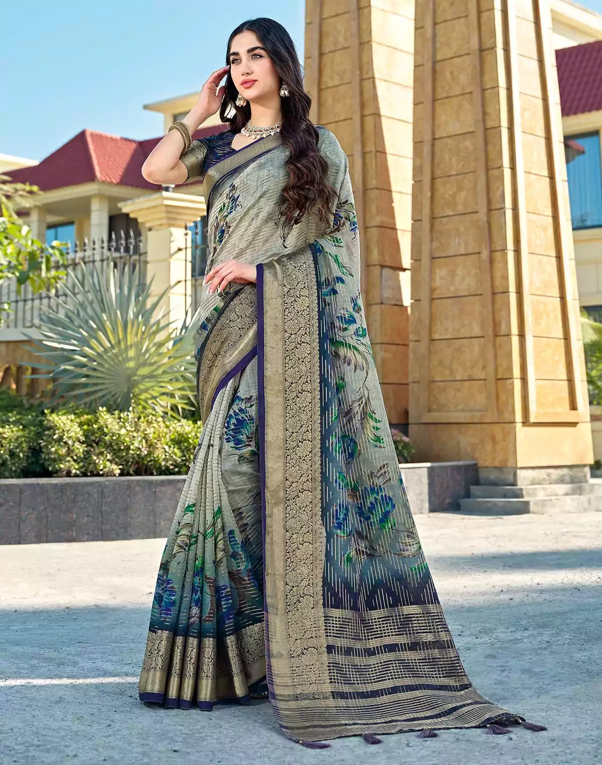 Light Green Dola Silk Designer Saree