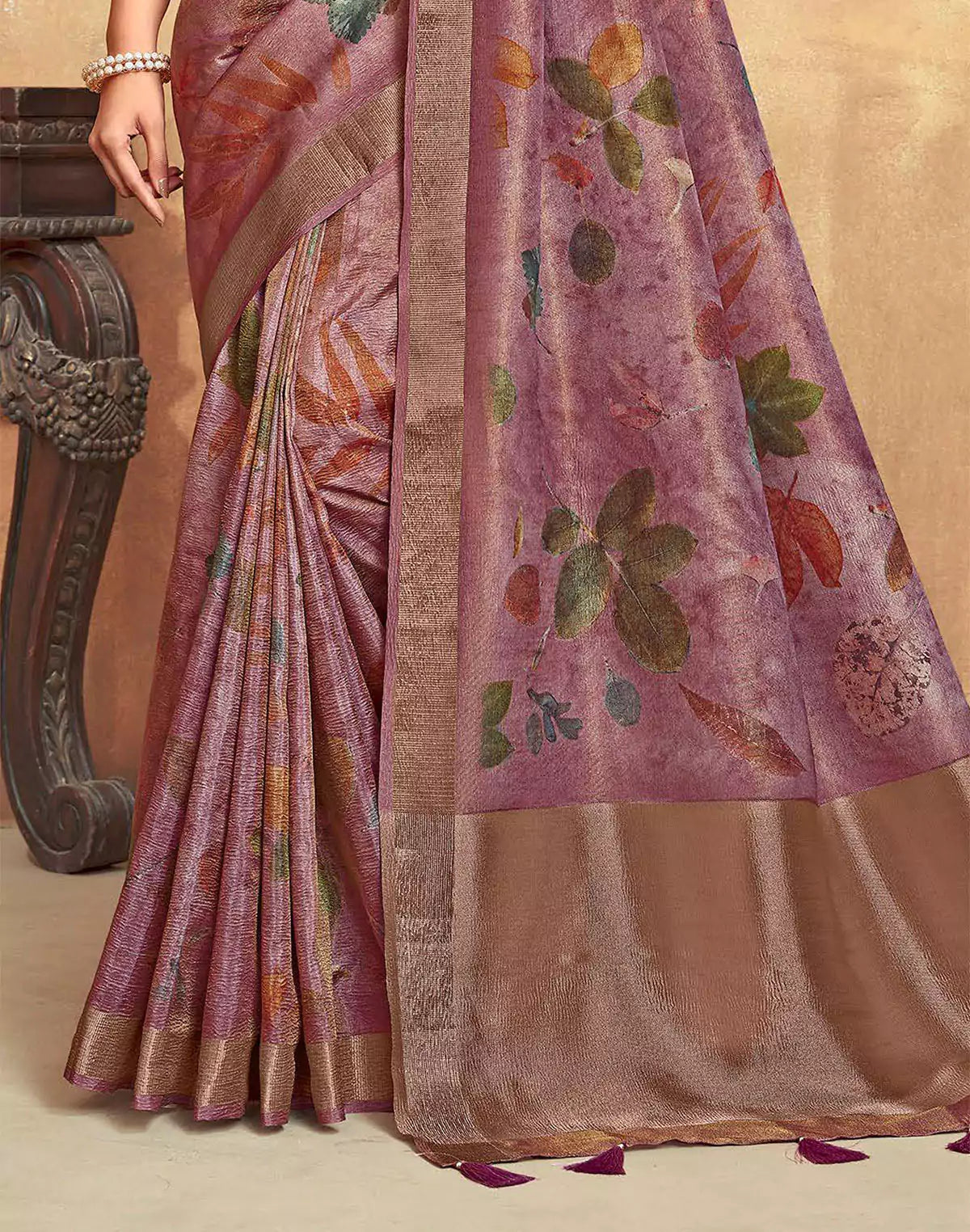 Light Pink Dola Silk Party Wear Saree