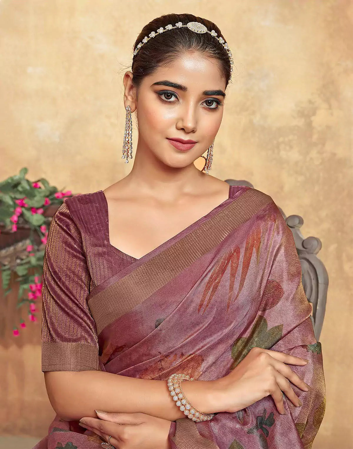 Light Pink Dola Silk Party Wear Saree