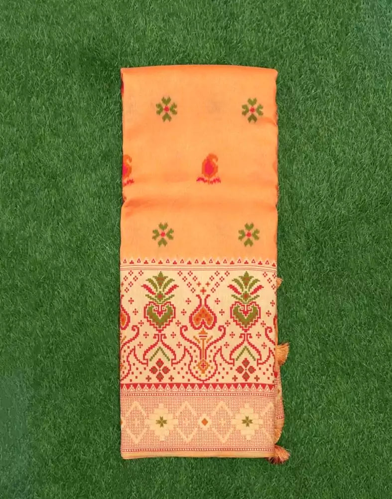 Orange Paisley Weave Chiniya Silk Saree