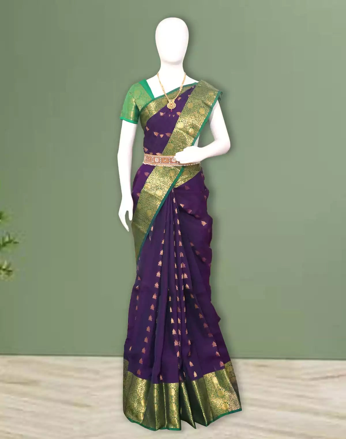 Exclusive Violet Coloured Floral Kanchi Pattu Silk Saree