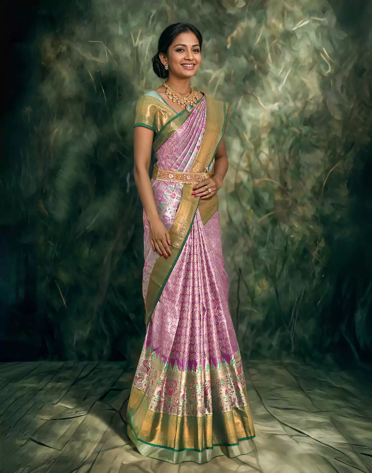 Light Purple Tissue Silk Saree with Jaal design