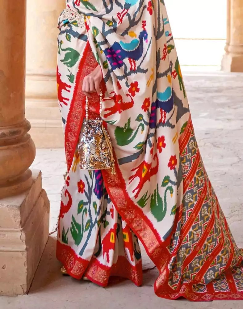 Off White Novelty Pattern Patola Saree