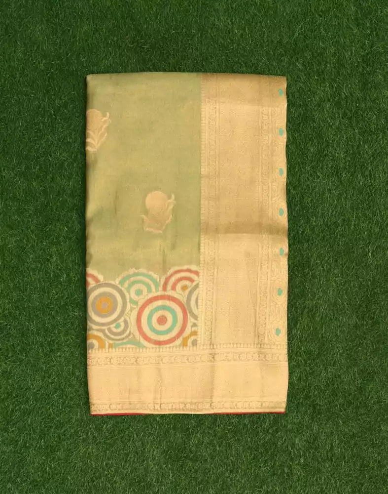 Light Green Floral Banaras Tissue Saree