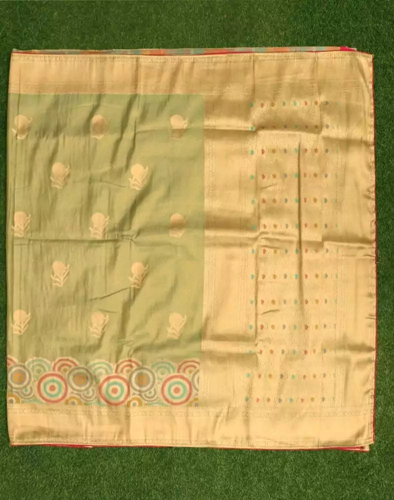 Light Green Floral Banaras Tissue Saree