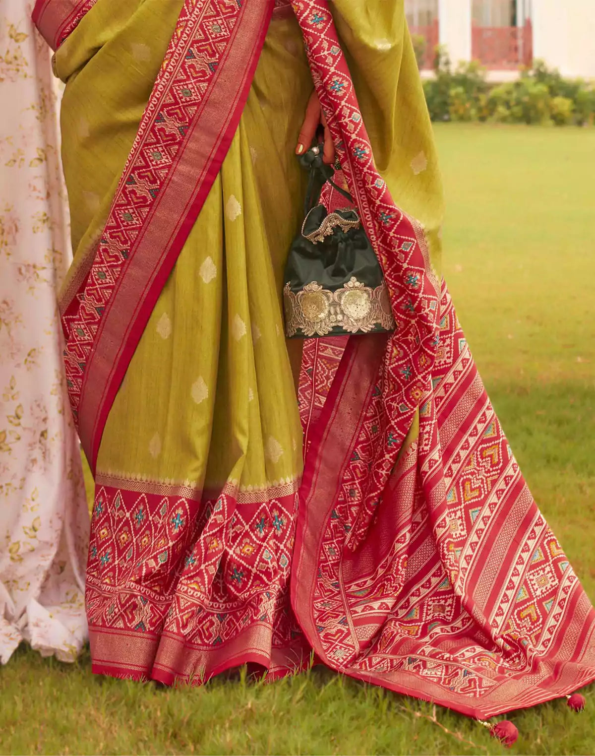 Mehendi Green Patola Festive Wear Saree