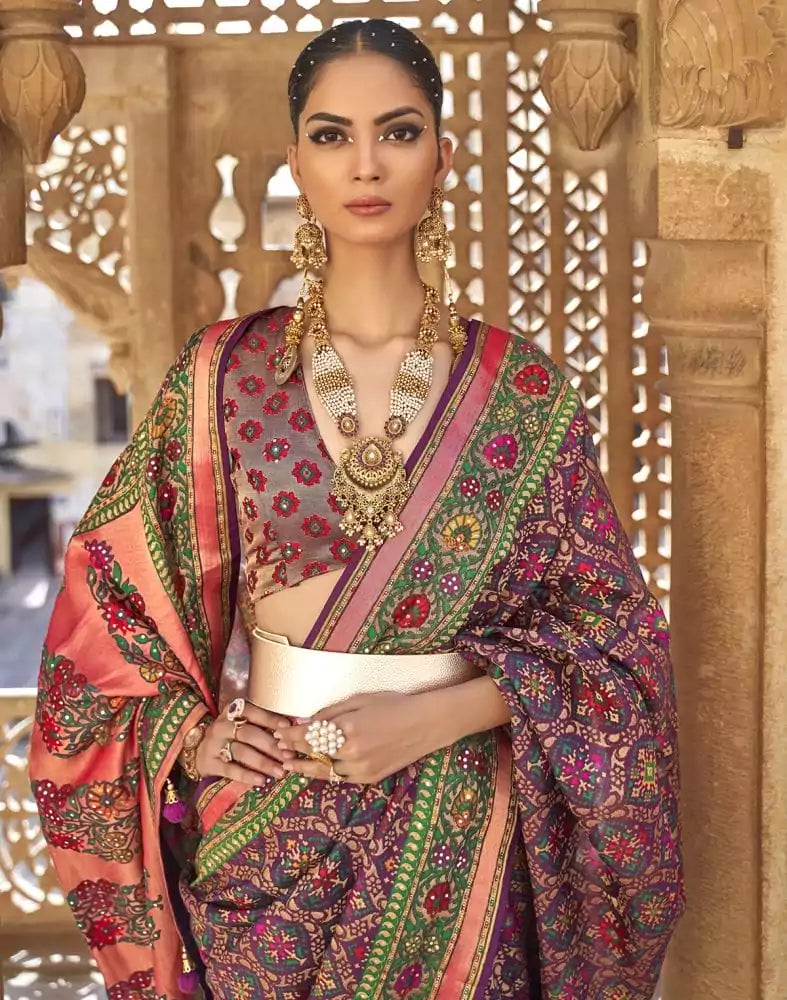 Purple Coloured Woven Patola Saree