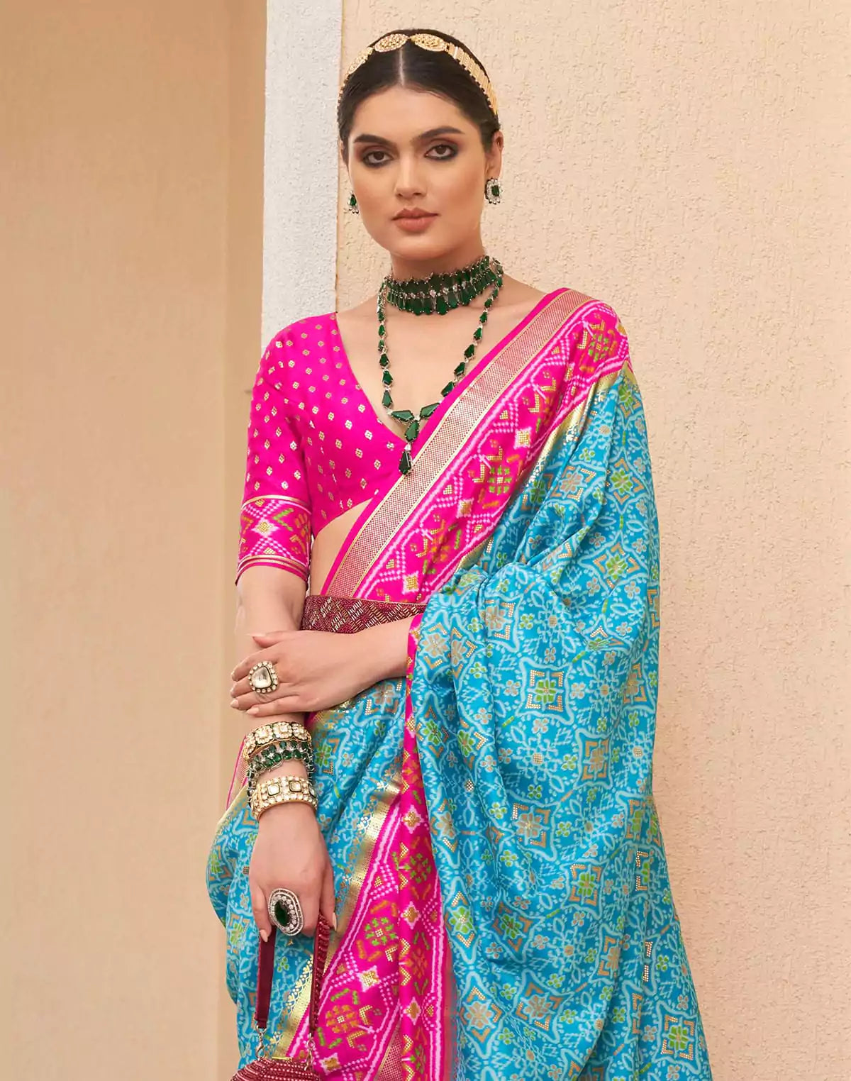 Elegant Sky Blue Colour Patola Silk Saree